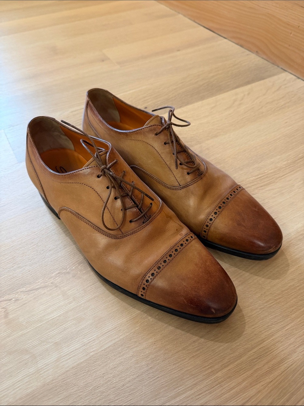 Santoni Oxford Lace-up, cap-toe brogues